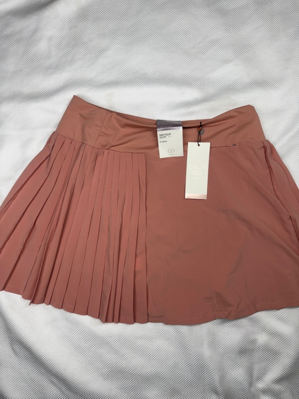 Calia Golf A-Line Skirt in Dusty Rose with Pleated Panel - 14” length - Large